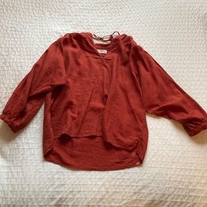 loose 3/4 sleeve blouse (burnt orange)